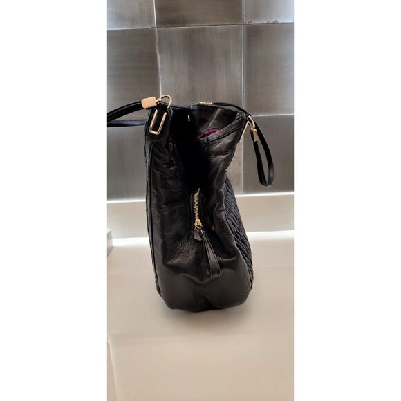 Coach Back Maddison Textured Leather Shoulder Bag Hobo Style Lattice Leather Bag - Picture 13 of 13